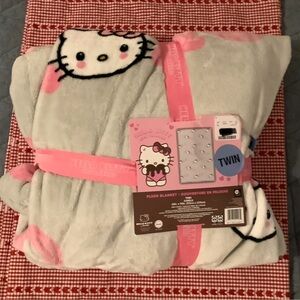 New Valentine Hello Kitty Pink XO & Bows 60"x90" Twin Gray Soft Plush Blanket